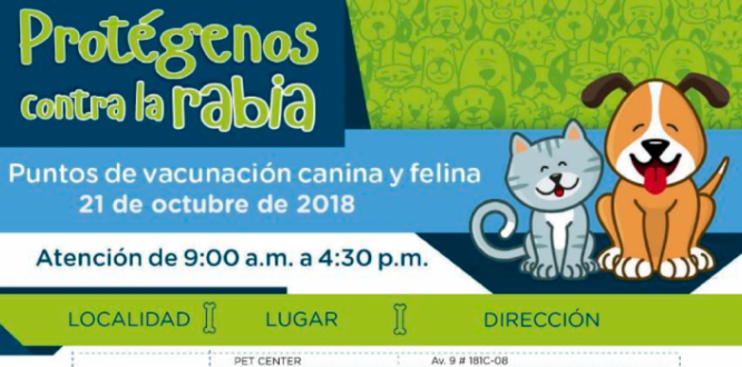 Octubre 21: jornada de vacunación canina y felina
