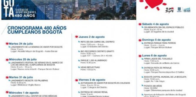 Con actividades y grandes ‘regalos’, Alcaldía Peñalosa le dirá ¡feliz cumpleaños 480 Bogotá!
