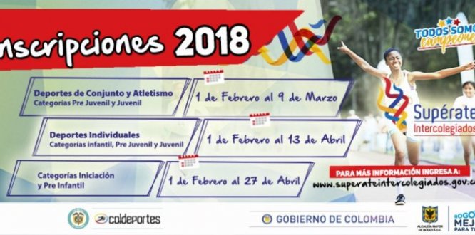 Inscríbase a los juegos Intercolegiados Supérate