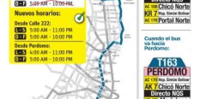 Nuevo horario de operación de la ruta T163  