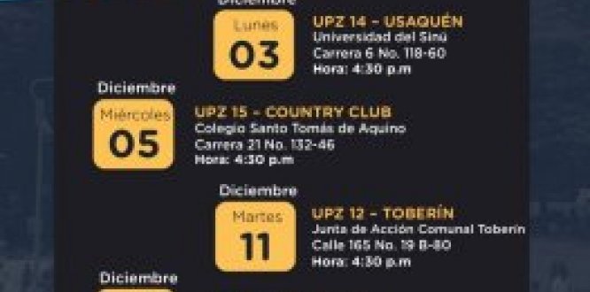 Martes 11: Comité de Mujer y revisión del POT en Usaquén Martes 11: Comité de Mujer y revisión del POT en Usaquén