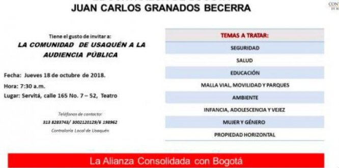 Octubre 18: Audiencia Pública Contraloría Local