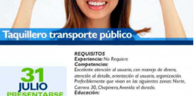 Se requieren taquilleros de transporte público