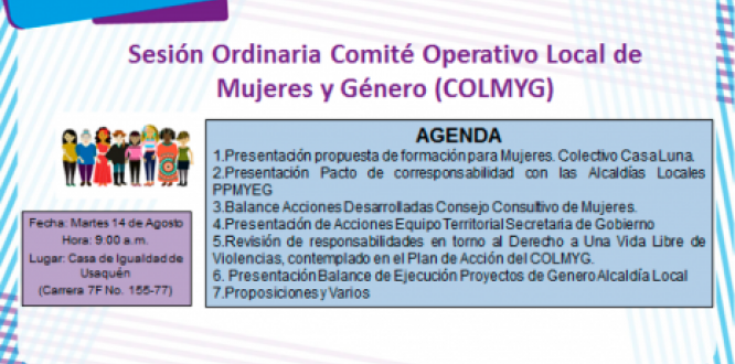 Martes 14:  Comité Operativo Local de Mujeres y Género