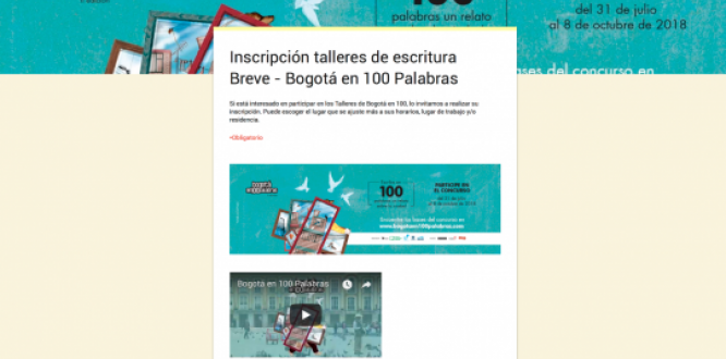 Talleres de relato breve “Bogotá en 100 palabras” Talleres de relato breve “Bogotá en 100 palabras”